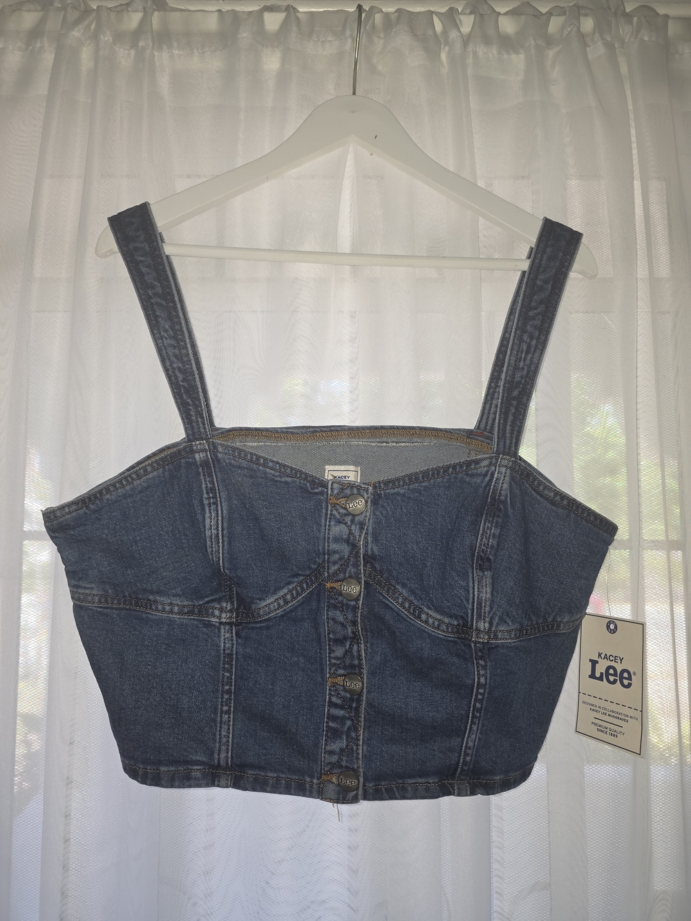 Lee Kacey Dark Blue Denim Crop Tank Top